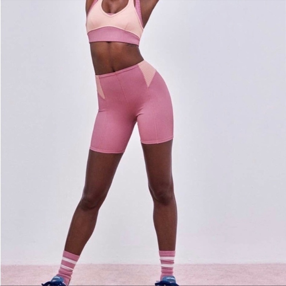 For Love And Lemons Dani Ribbed Pink Biker Athletic Shorts, Sz L, NWT! - Picture 6 of 6
